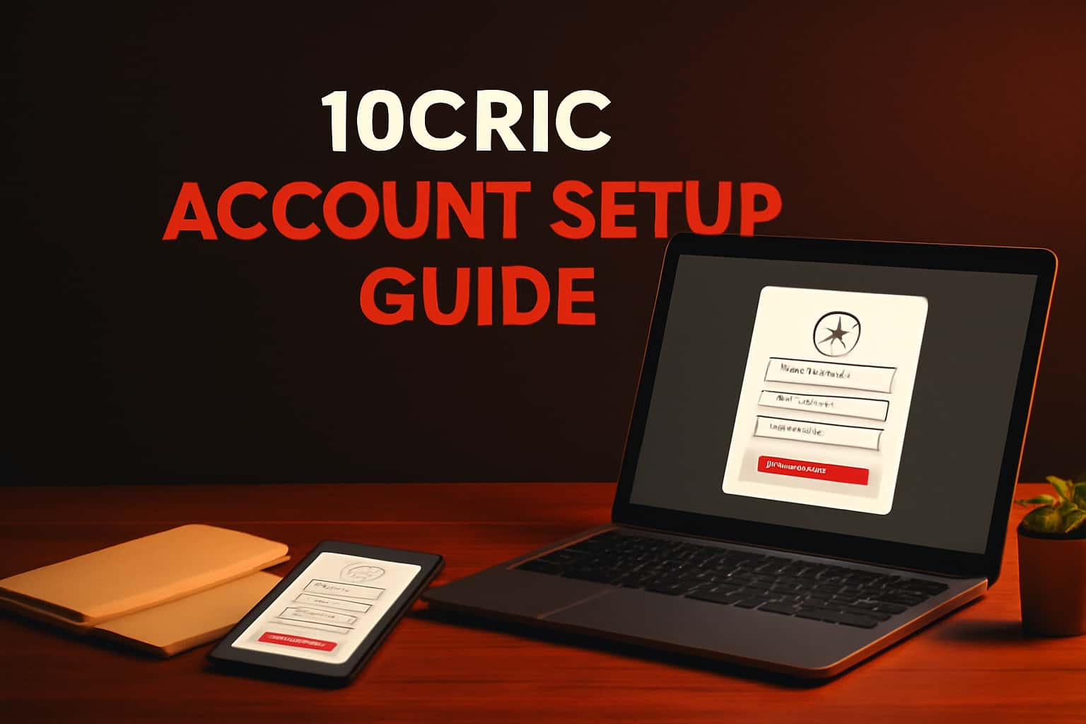 An informative scene showcasing the 10Cric Account Setup Guide with a focus on the text.