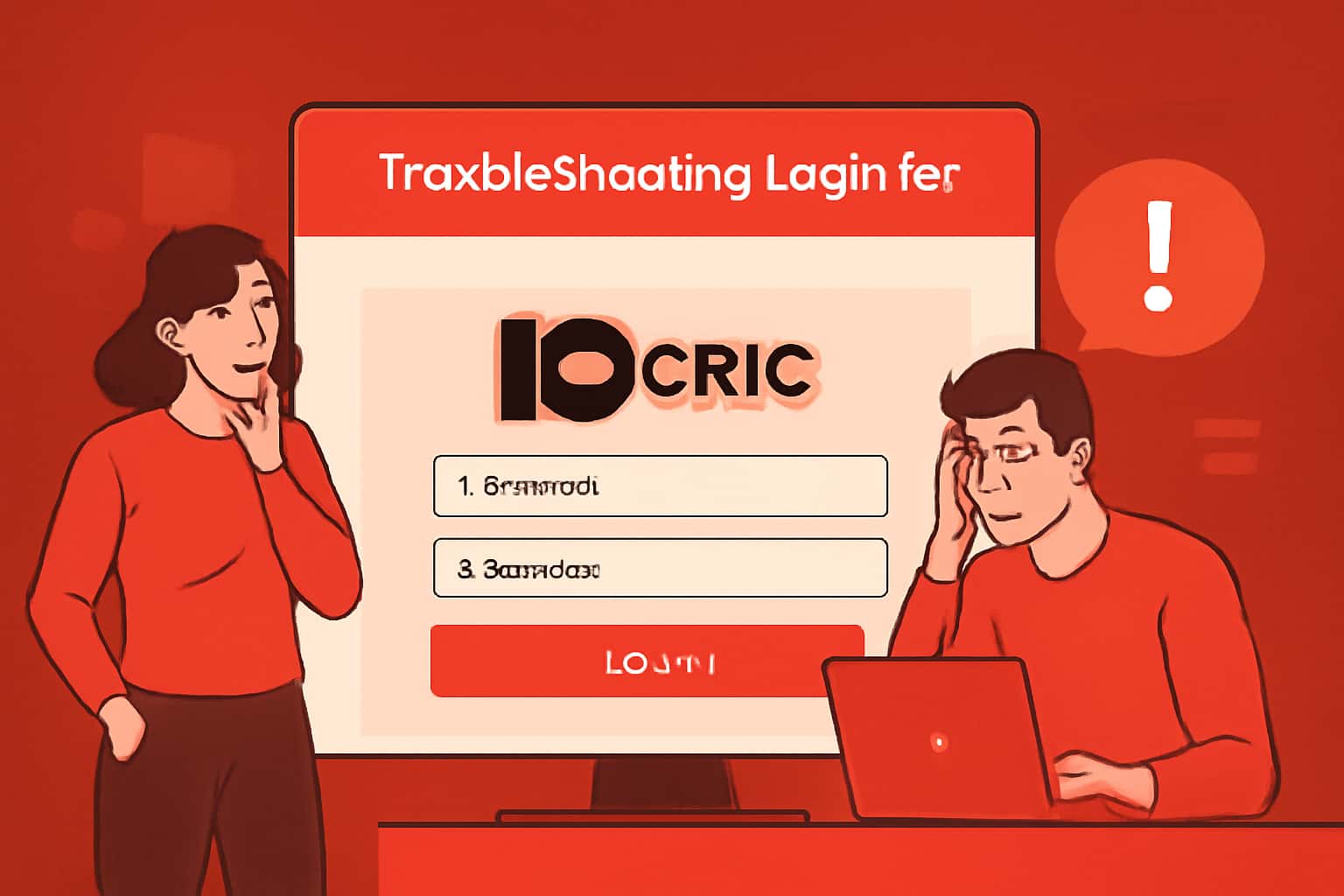 An illustrative scene depicting troubleshooting login for 10Cric, emphasizing support.