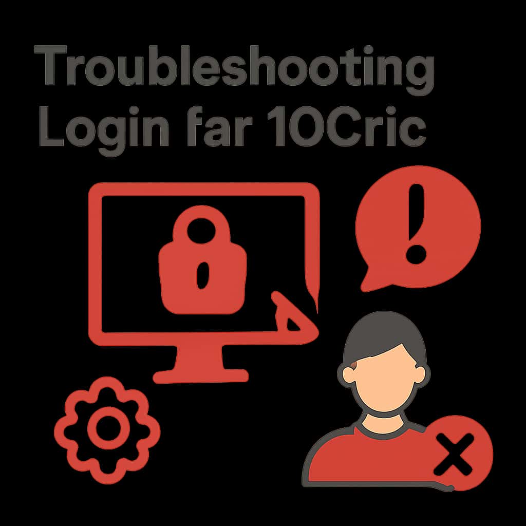 An educational diagram that outlines troubleshooting steps for logging into 10Cric.